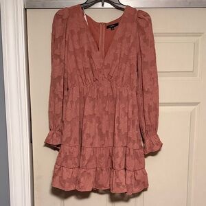 Lulu's Terracotta Floral Long Sleeve Dress